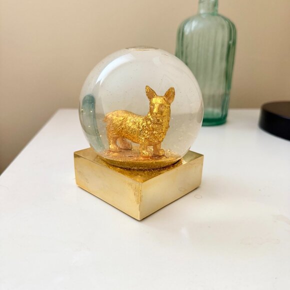 CB2 Gold Corgi Snowglobe - Picture 2 of 3